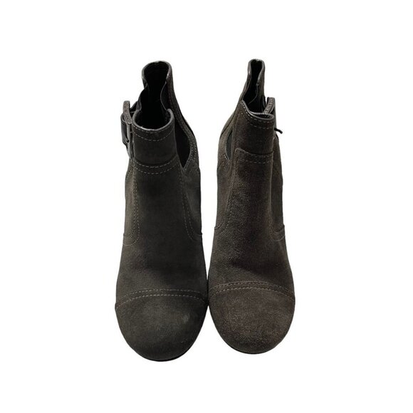 Tory Burch Womens Gray Suede Buckle Accent Adrienne Wedge Booties Size 6.5 - Picture 4 of 11